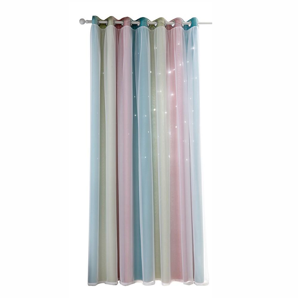 1 Panel Star Curtains Stars Blackout Curtains Colorful Double Layer Star Window Curtains Pink |   Smart Home System Smart Home System Pink