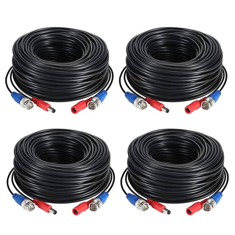 100ft /30m 2-in-1 Video Power CCTV Cable BNC Extend Cord Black |   Security Camera Accessories Home Security System Black