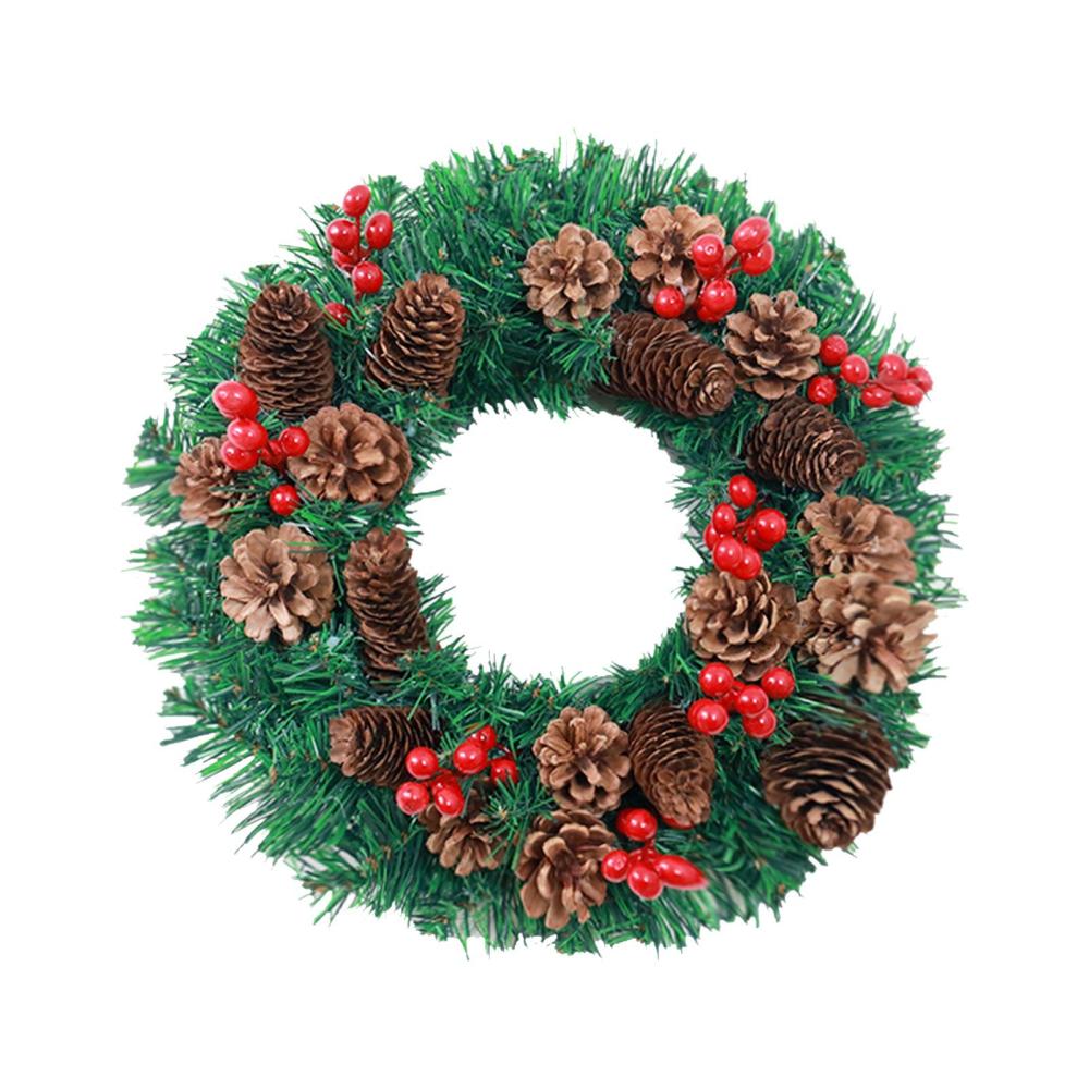 12 Inch Christmas Wreath With Pine Cones Red Fruit Merry Christmas Hanging Garland Artificial Wreath for Front Door Wall Party Decoration  |   Small Appliances Kitchen & Dining Small Appliances