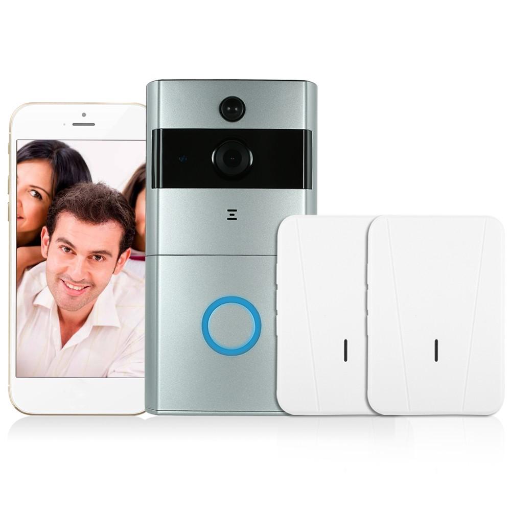 1*720P WiFi Visual Intercom Door Phone+2*Wireless Doorbell Chime Silver |   Smart Home System Smart Home System Silver