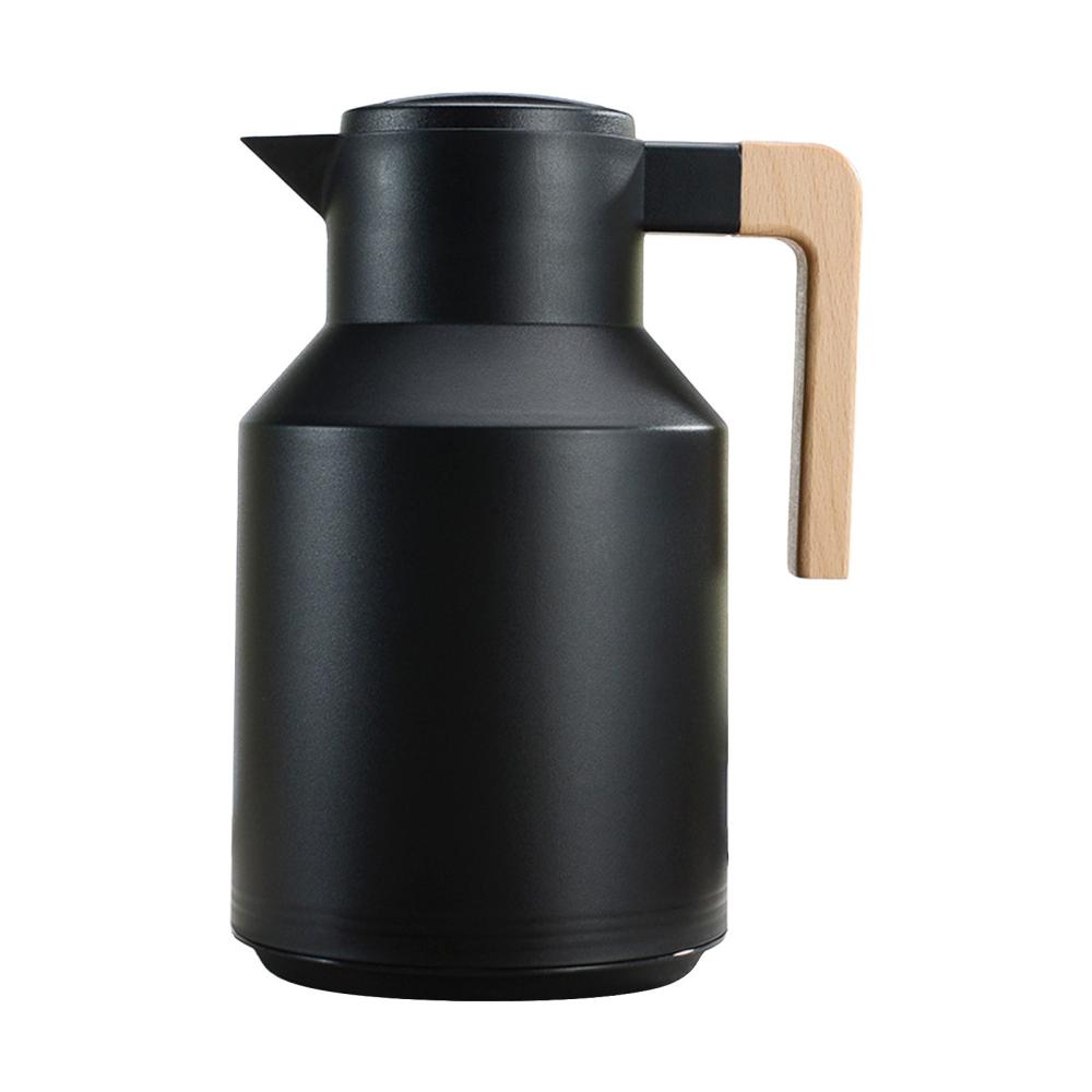 1L Thermal Coffee Carafe Double Walled Thermal Carafe Thermos Pot With Wood Handle Water Kettle Insulated Flask Tea Carafe Keeping Hot Cold Black |   Small Appliances Kitchen & Dining Black