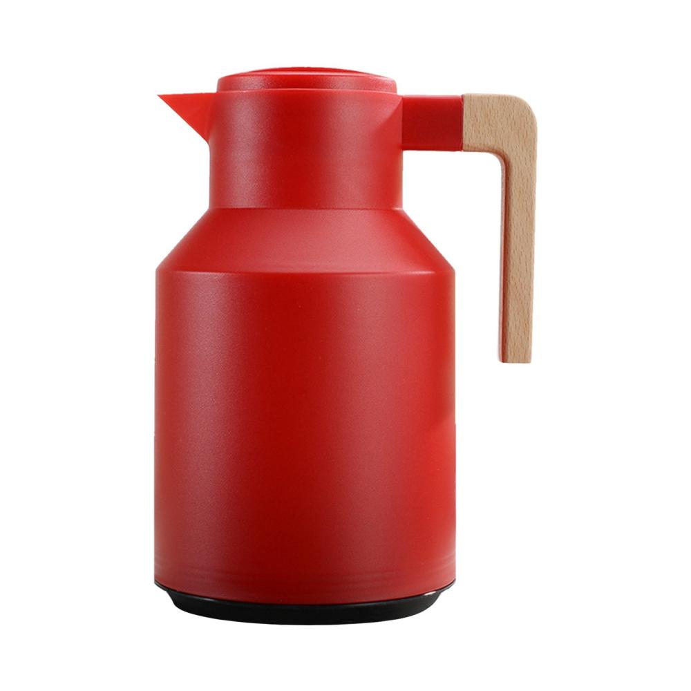 1L Thermal Coffee Carafe Double Walled Thermal Carafe Thermos Pot With Wood Handle Water Kettle Insulated Flask Tea Carafe Keeping Hot Cold Red |   Small Appliances Kitchen & Dining Red