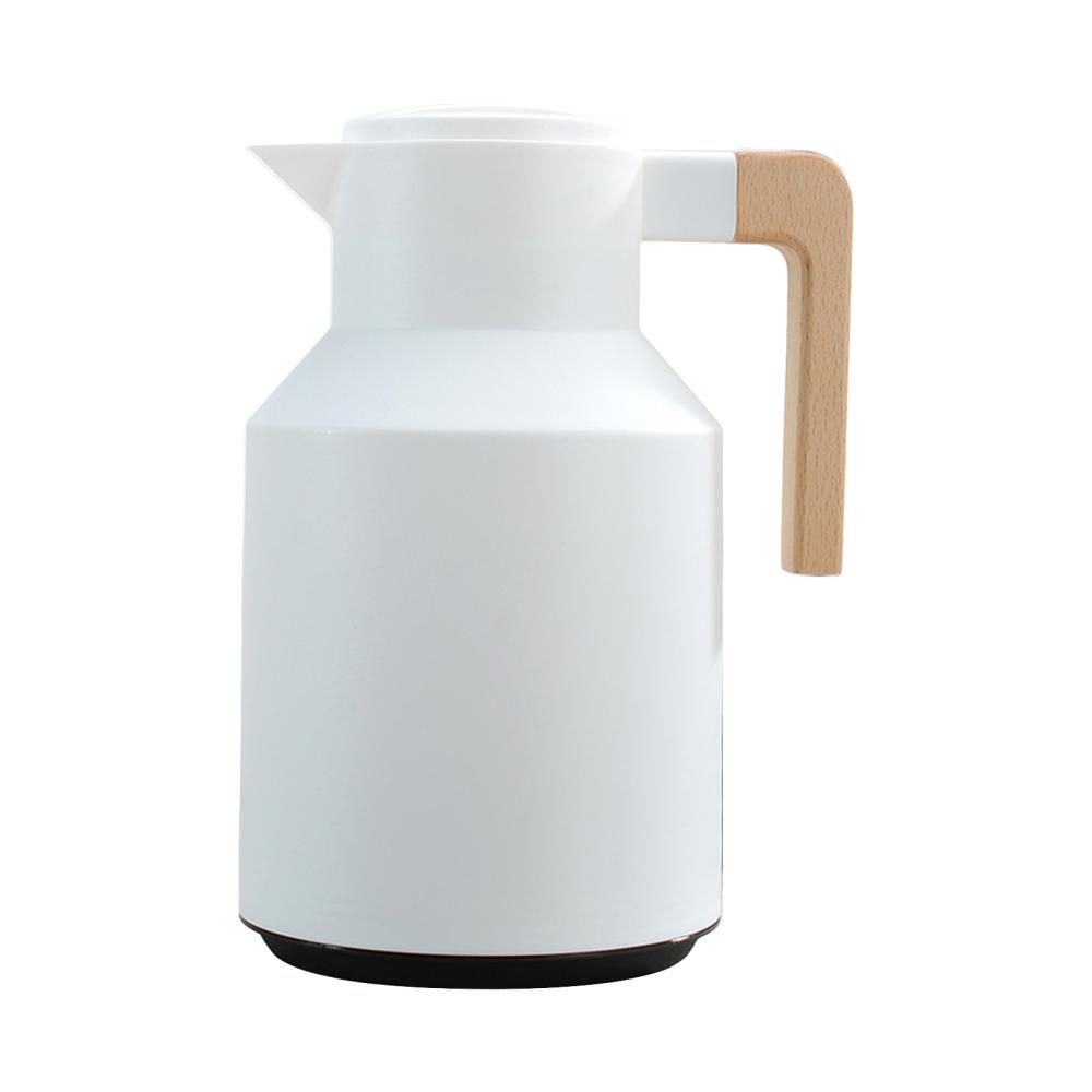 1L Thermal Coffee Carafe Double Walled Thermal Carafe Thermos Pot With Wood Handle Water Kettle Insulated Flask Tea Carafe Keeping Hot Cold White |   Small Appliances Kitchen & Dining Small Appliances