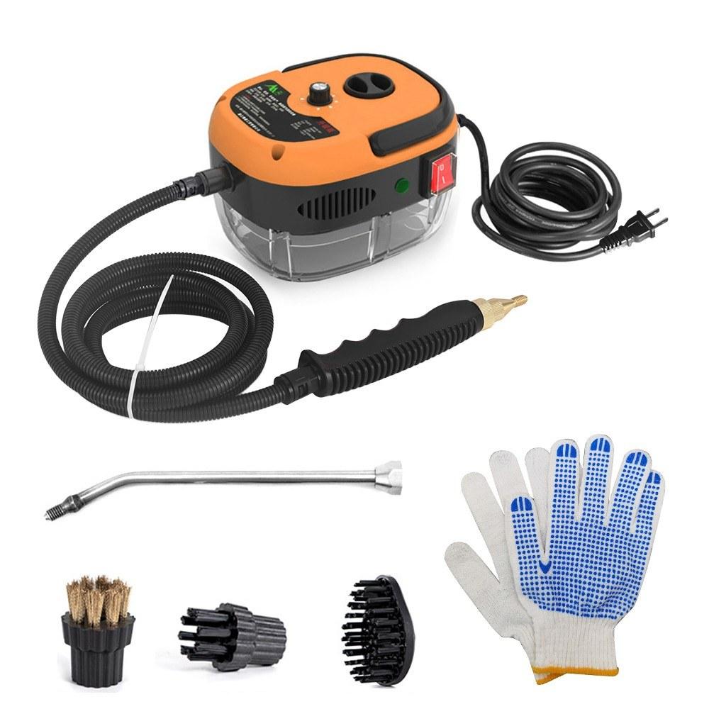 2500W Portable Handheld Steam Cleaner High Temperature Pressurized Steam Cleaning Machine with Brush Heads and Gloves for Kitchen Furniture Bathroom Car Orange |   Vacuum Cleaners Smart Living Orange