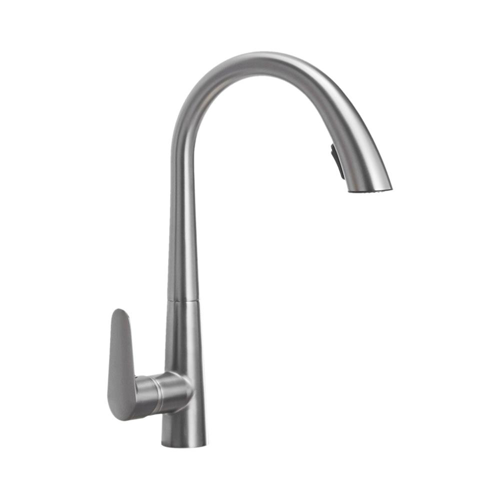 360°Swivel Pull Out Kitchen Faucets with 2 Spray Modes High Arc Bathroom Sink Faucets Pull Down Sprayer Ceramic Valve Basin Water Tap with Cold & Hot Water Inlet Pipes Grey |   Small Appliances Kitchen & Dining Grey