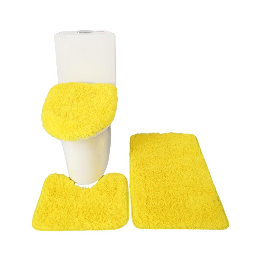 3PCS Bath Mat Toilet Lid Cover U-Shaped Rug Non Slip Soft Floor Rug Water Absorbent Solid Door Mat Bathroom Rug Carpet Seat Cover Rug Set Yellow |   Health Monitors & Testing Health Monitors & Testing Health Monitors & Testing