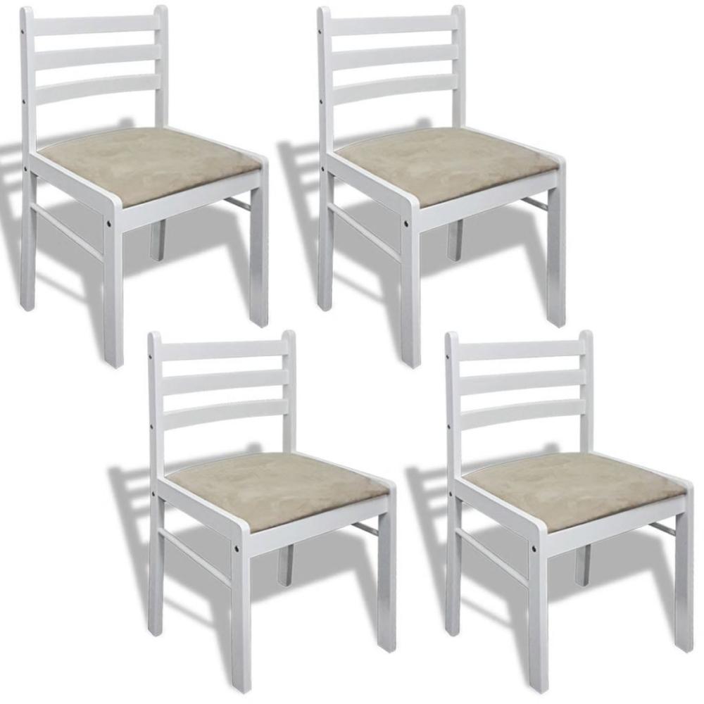 4PCS Wooden Dining Chair Kitchen Chair White |   Smart Home System Smart Home System Smart Home System