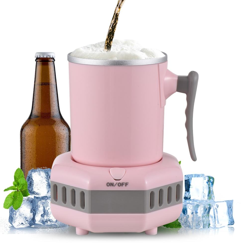 Aluminum Beverage Cooler and Mug Warmer with Handle for Desk 15oz Portable Electric Bottle Can Cooler Warmer for Coffee Beer Wine Juice Milk One Click Operation Quick Cooling Warming Cup Pink |   Small Appliances Kitchen & Dining Pink