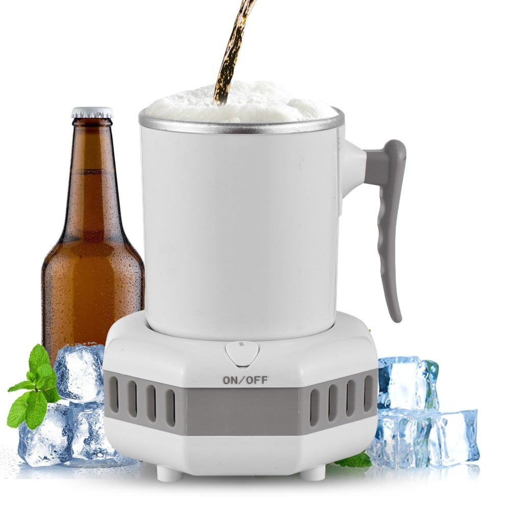 Aluminum Beverage Cooler and Mug Warmer with Handle for Desk 15oz Portable Electric Bottle Can Cooler Warmer for Coffee Beer Wine Juice Milk One Click Operation Quick Cooling Warming Cup White |   Small Appliances Kitchen & Dining Small Appliances