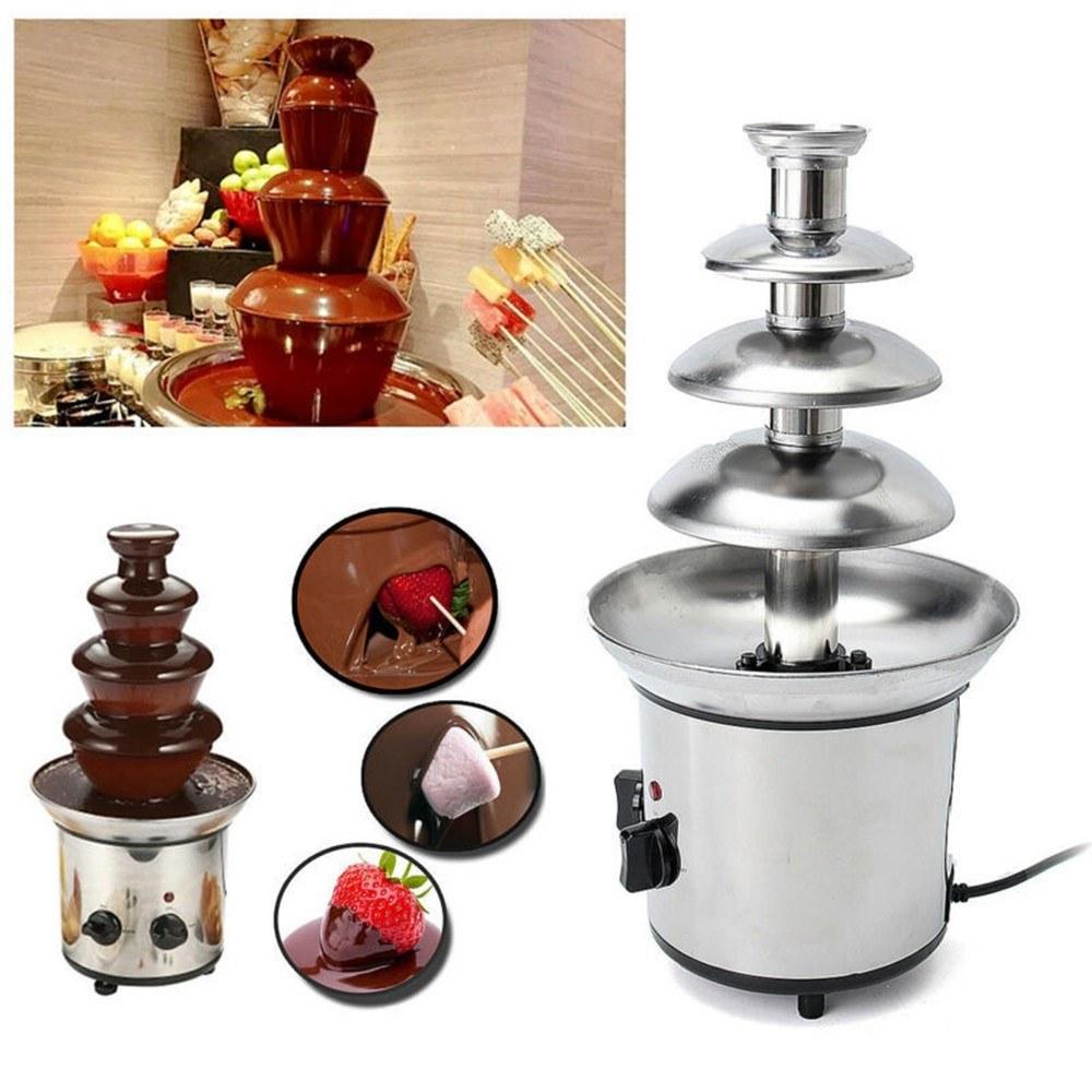 Chocolate Fountain, 4 Tiers Electric Melting Machine, Fondue Pot Set, for Chocolate Candy, Ranch, Nacho Cheese  |   Small Appliances Kitchen & Dining Small Appliances