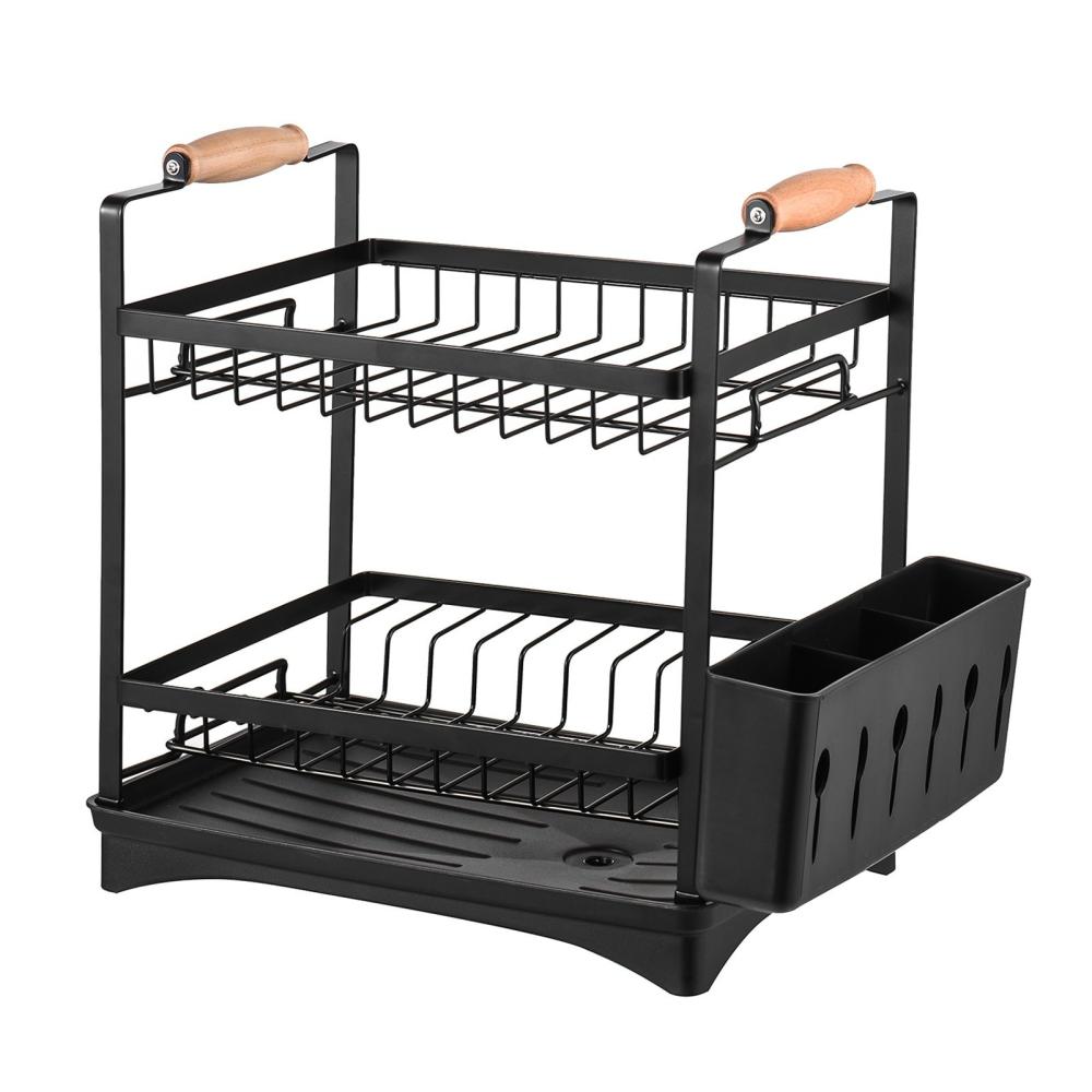 Dish Drying Rack Dish Drainer Set 3-Tier Dish Racks with Detachable Drainboard Chopstick Rack Bowl Holder Storage Rack for Kitchen Counter Black |   Small Appliances Kitchen & Dining Black