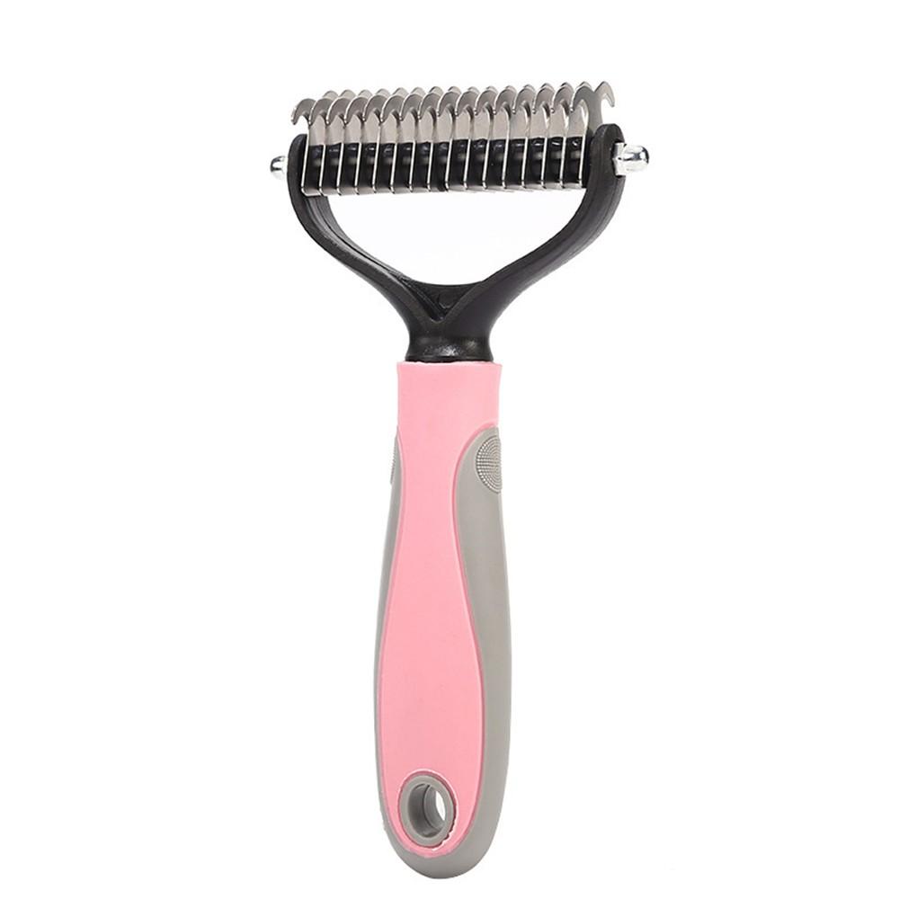 Double-sided Pet Grooming Brush Pet Dematting Comb Undercoat Rake Shedding Brush for Pets Mats & Tangles Removing Pink |   Smart Home System Smart Home System Pink