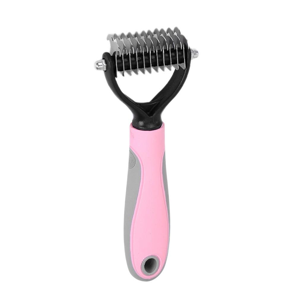 Double-sided Pet Grooming Brush Pet Dematting Comb Undercoat Rake Shedding Brush for Pets Mats & Tangles Removing Pink |   Smart Home System Smart Home System Pink