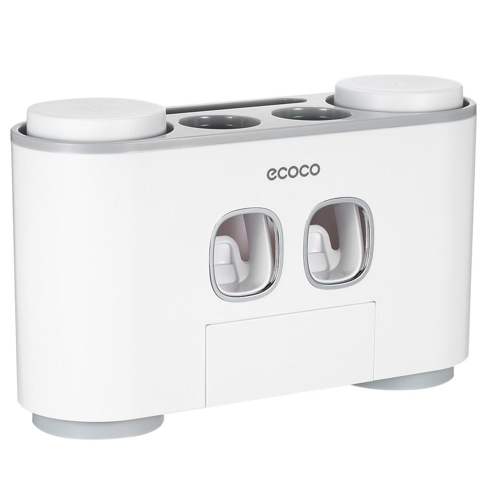 ecoco Automatic Squeeze Toothpaste Set Wall-Mounted Toothbrush Holder White + Grey |   Smart Home System Smart Home System Smart Home System