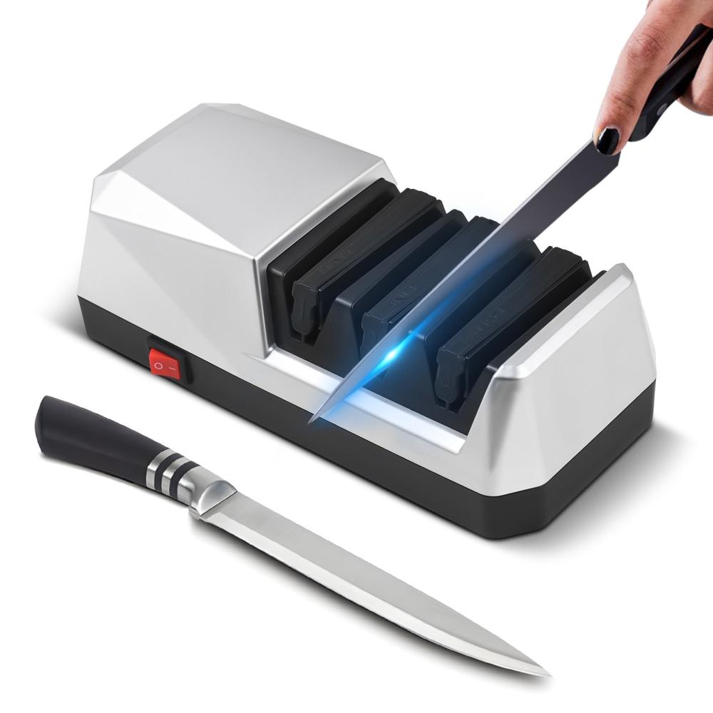 Electric Knife Sharpener Multifunctional 3-Stage Slots Kitchen Knives Sharpening System with Diamond Abrasives and Precision Angle Guides for Kitchen Straight Edge / Ceramic / Serrated Knife  |   Small Appliances Kitchen & Dining Small Appliances