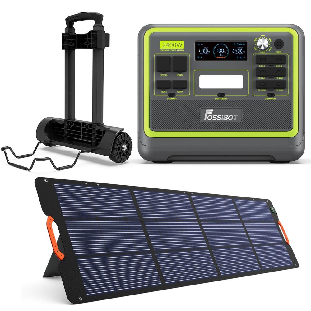 F2400 Portable Power Station with SP200 Solar Panel + Portable Cart 2048Wh/51.2V Safe LiFePO4 Solar Generator Power 1100W Max Input Power Green |   Smart Home System Smart Home System Green