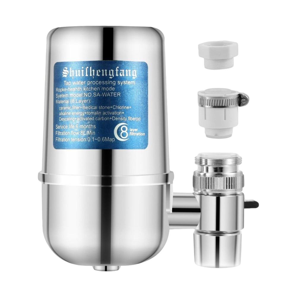 Faucet Water Filter with 8-layer Cartridge Tap Water Purifier Silver |   Small Appliances Kitchen & Dining Silver