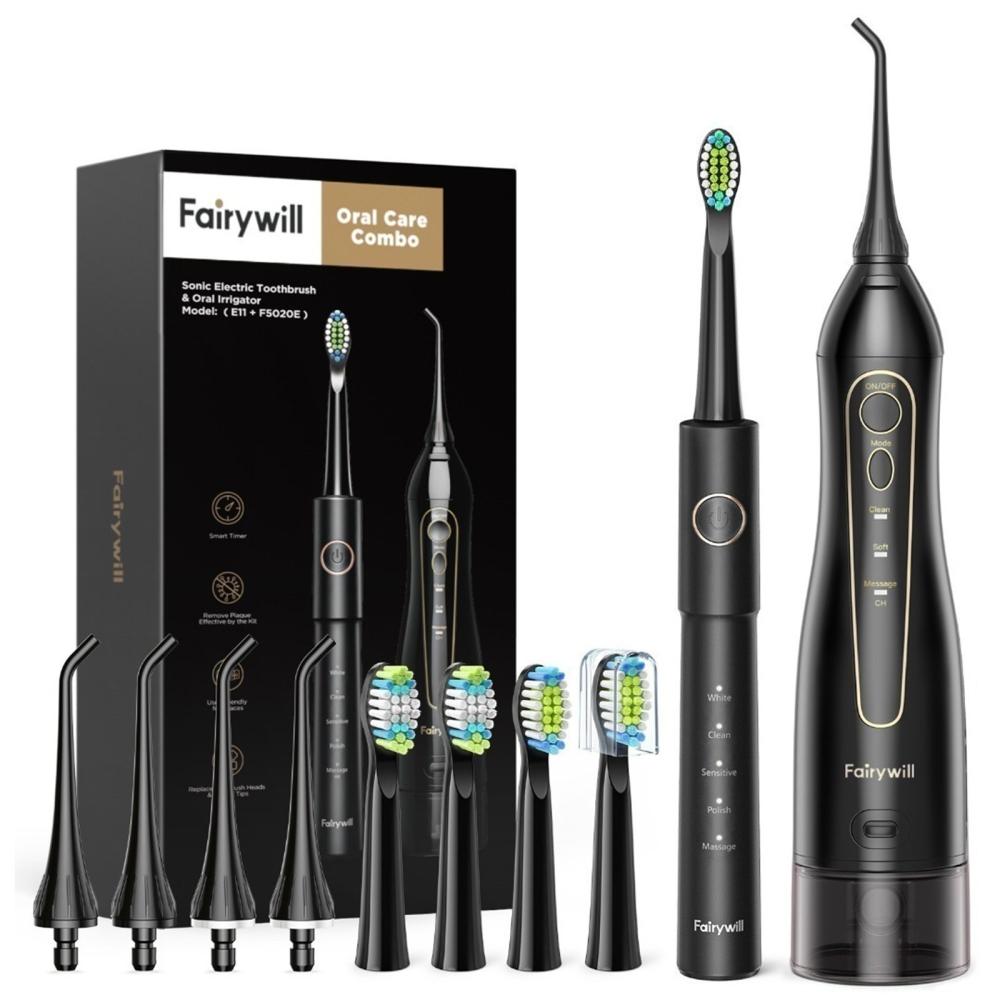 FW5020E+E11 Cordless Oral Irrigator Electric Toothbrush Black |   Health Monitors & Testing Health Monitors & Testing Black