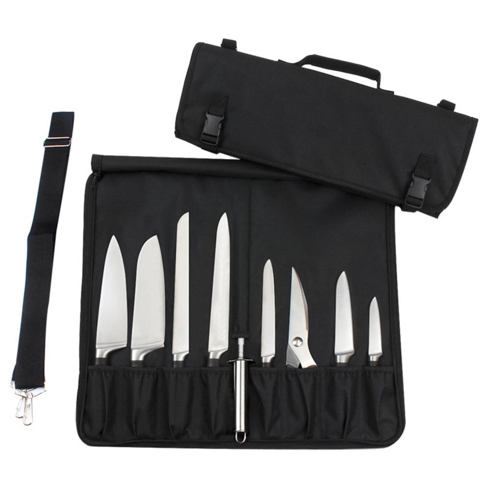 Knife Case Chef’s Knife Roll Bag with Durable Shoulder Strap and Handle Black |   Small Appliances Kitchen & Dining Black