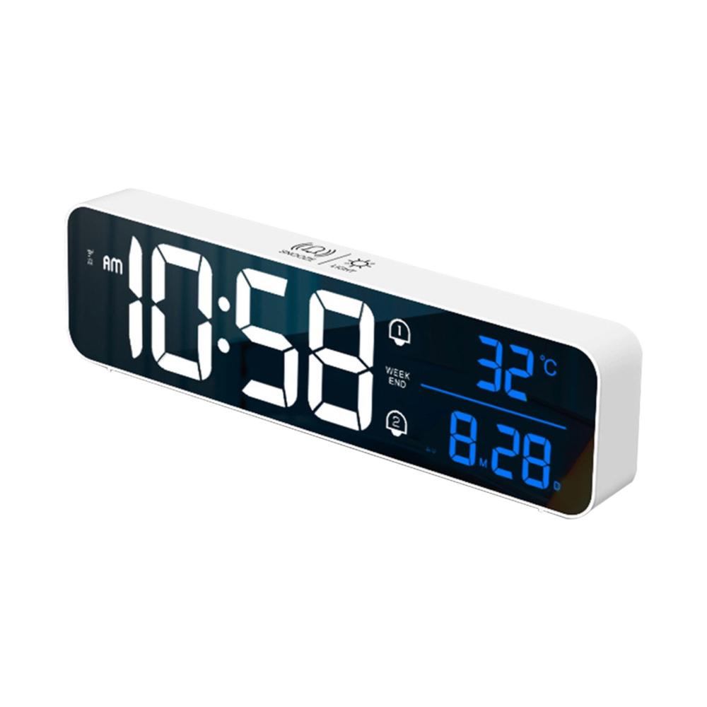 LED Digital Alarm Clock for Bedroom Electronic Clock with Thermometer 2 Alarms Snooze Function 5 Level Brightness Wall Mount Mirror Clocks USB for Bedside Desk Office White1 |   Smart Home System Smart Home System Smart Home System