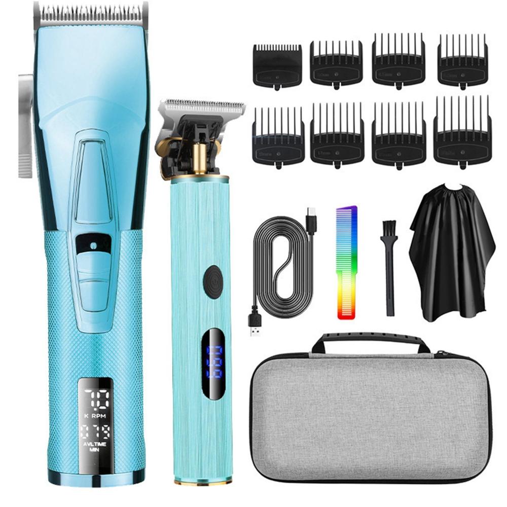 Men Hair Clippers Cordless Barber Hair Cutting Machine Kit Haircut Grooming Set LEDs Digital Display Built-in High Capacity Rechargeable Cell Blue |   Health Monitors & Testing Health Monitors & Testing Blue