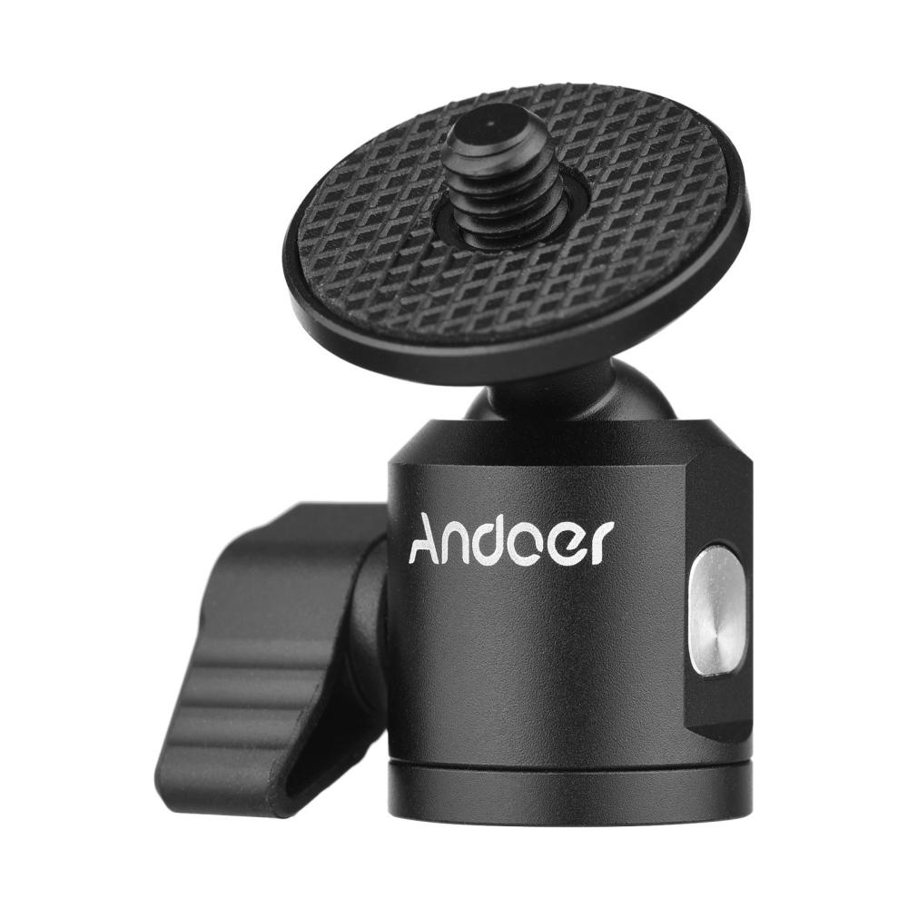 Mini Ballhead Adapter Camera Tripod Ball Head Mount Alumnum Alloy 1/4 Inch Screw Connector with Bottom 1/4 Inch Screw Hole Black |   Security Camera Accessories Home Security System Black