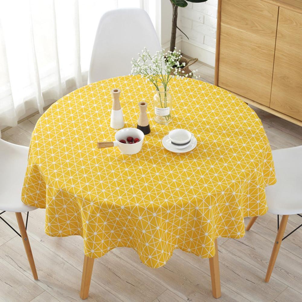 Northern Europe Style Terylene&Cotton Mixed Round Table Cloth Yellow |   Smart Home System Smart Home System Smart Home System