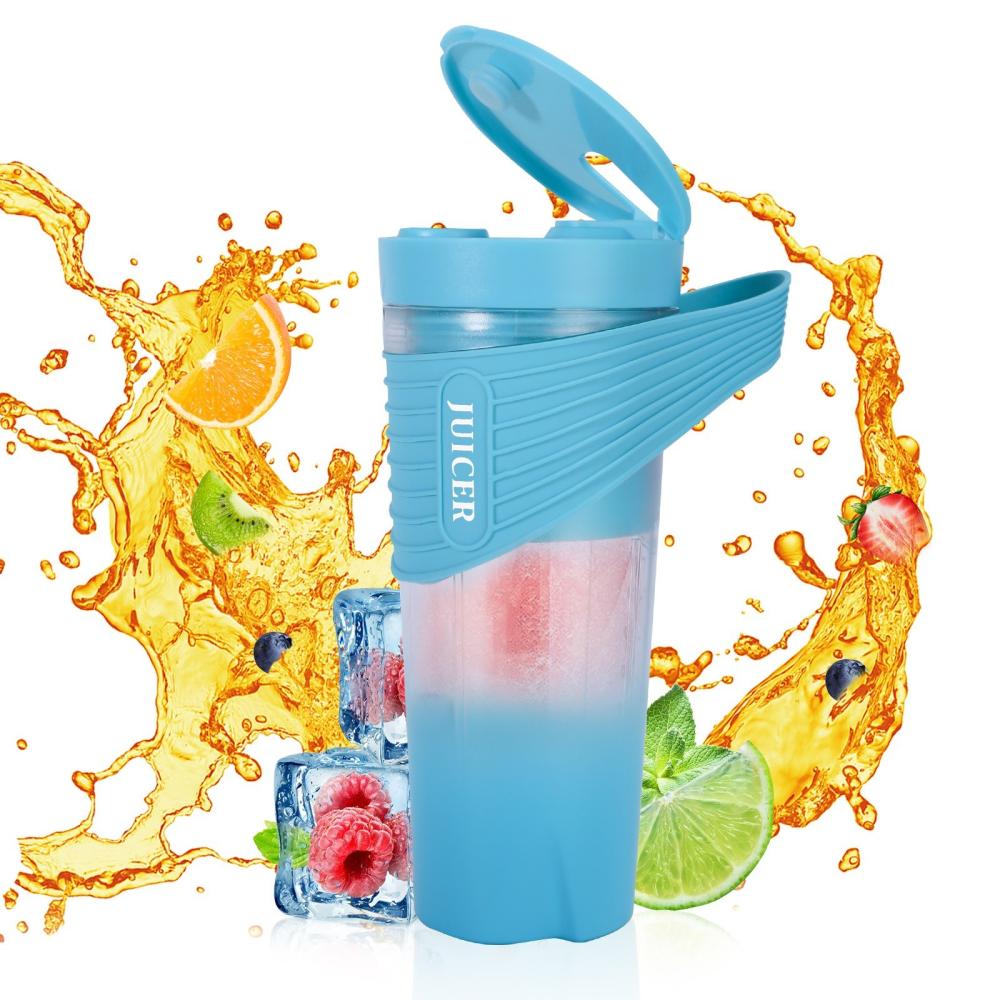 Portable Blender for Shakes and Smoothies 4000mAh Type-C Rechargeable 460ml Personal Blender with 6 Sharp Blades Powerful 22000r/m Juicer Cup for Traveling Gym Office Blue |   Small Appliances Kitchen & Dining Blue