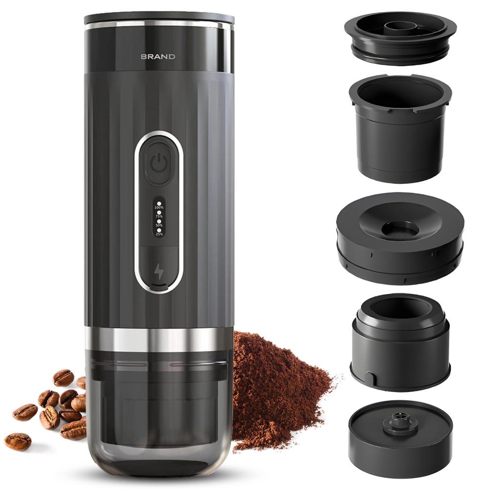 Portable Electric Espresso Coffee Machine Cordless Heating 3oz Single Serve Mini Coffee Maker with 3-IN-1 Coffee Powder/N Capsule/DG capsulee Bin 92℃ Smart Brew 20Bar Pump Pressure 7500mAh Battery Black |   Small Appliances Kitchen & Dining Black