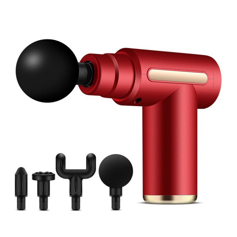 Portable Fascia Massage Gun with 4 Replaceable Massage Heads 6 Vibration Speeds Type-C Charge Red |   Health Monitors & Testing Health Monitors & Testing Health Monitors & Testing