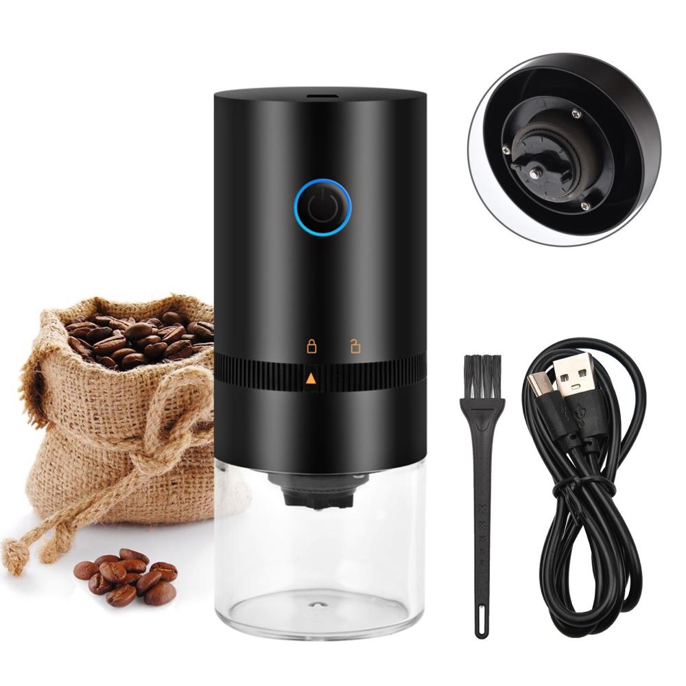 Portable Mini Electric Burr Coffee Grinder with Adjustable Coarse Fine Grinding Removable Chamber for Home Travel Office Coffee Shop Black |   Small Appliances Kitchen & Dining Black