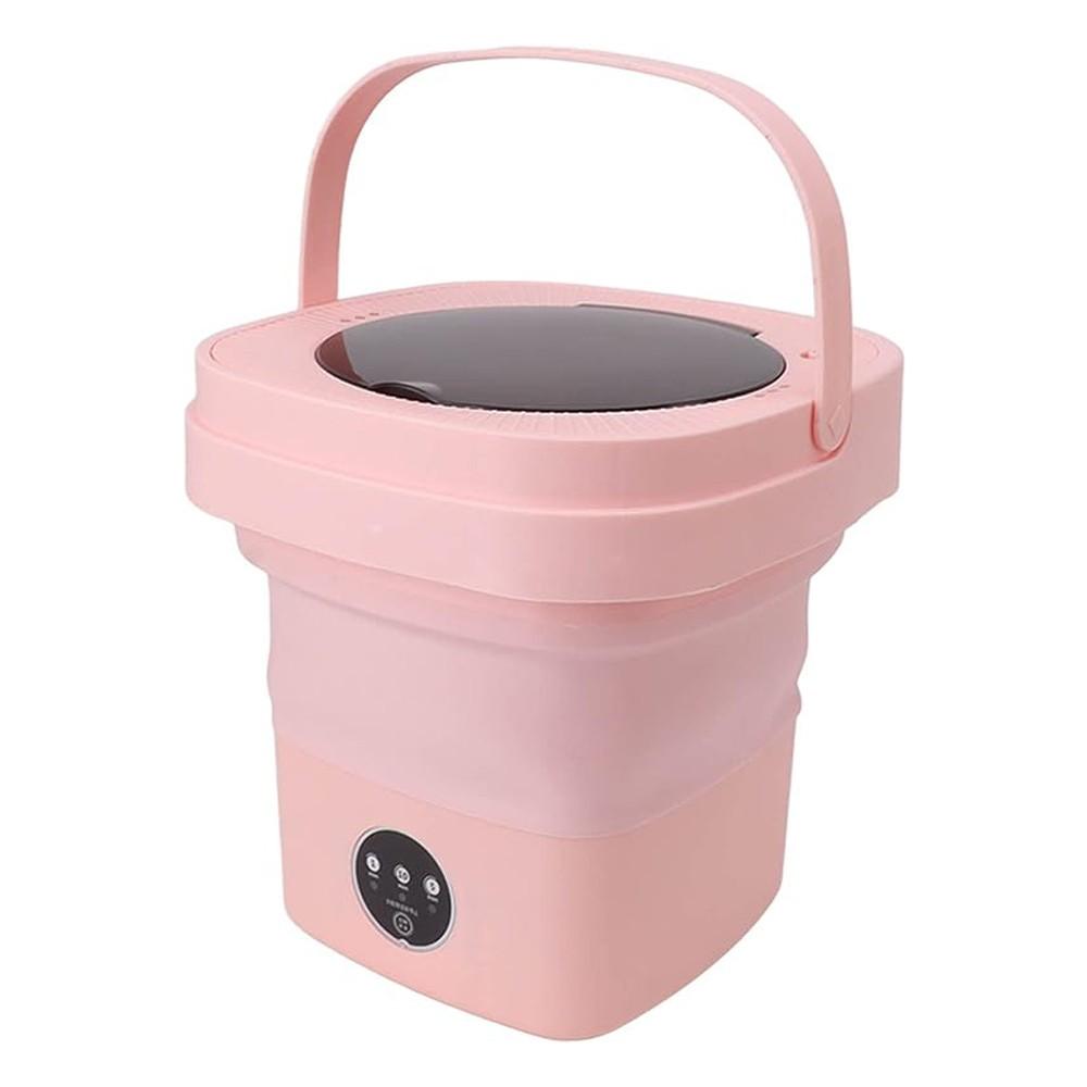 Portable Washing Machine for Underwear, Baby Clothes 6.5L Foldable Small Washer Deep Cleaning for Dorm Camping Travel Pink |   Smart Home System Smart Home System Pink