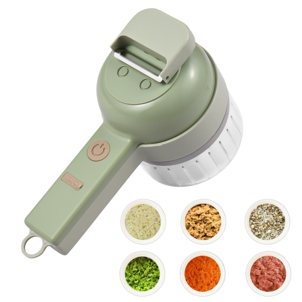 Vegetable Chopper 4 in 1 Handheld Electric Food Chopper Set Wireless Vegetable Cutter Set with USB Powered for Garlic Chili Onion Celery Ginger Meat Green |   Small Appliances Kitchen & Dining Green