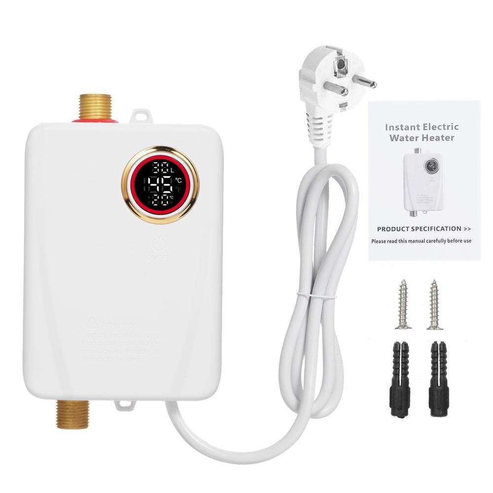 Instant Water Heater 3500W 220V White Mini Tankless Instant Hot Water Heater Bathroom Kitchen Washing With Digital Temperature Display for RV Kitchen Bathroom White |   Smart Home System Smart Home System Smart Home System