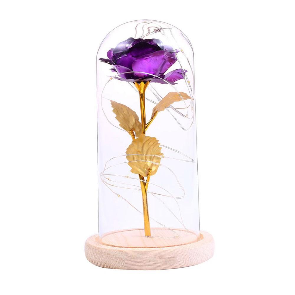 Birthday Gift Beautiful Preserved Rose Flower LED Light Purple |   Smart Home System Smart Home System Purple