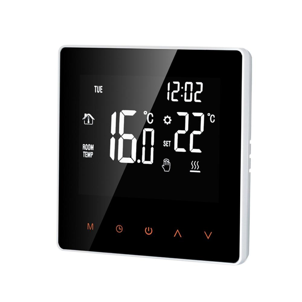 Smart Thermostat Digital Temperature Controller Programmable Electric Floor Heating Thermostat withLCD Display Touch Screen 16A White1 |   Smart Home System Smart Home System Smart Home System